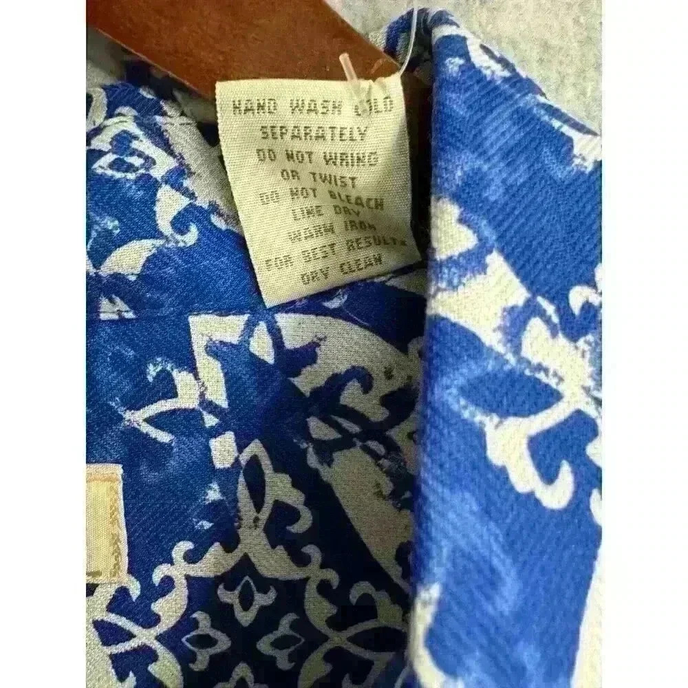 NWT 100% Silk Island Republic Men’s XXL Hawaiian Shirt Button Up Blue Floral - Picture 4 of 11